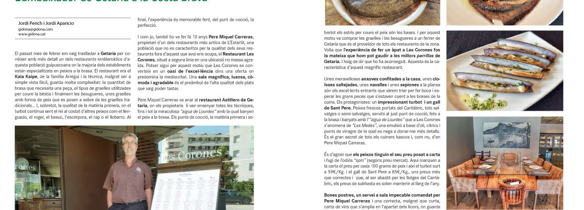 Reportatge de Gidona sobre el peix a la brasa del Restaurant Les Corones