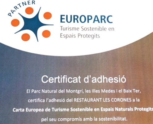 Restaurant Les Corones adherit a la Carta Europea de Turisme Sostenible en Espais Naturals Protegits